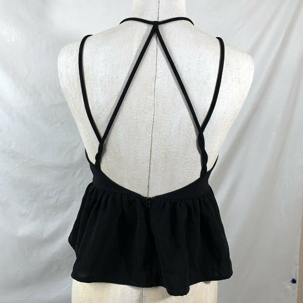 Deep V Neck Crop Top Peplum Top Size Small Silence + Noise Sleeveless - Picture 6 of 10